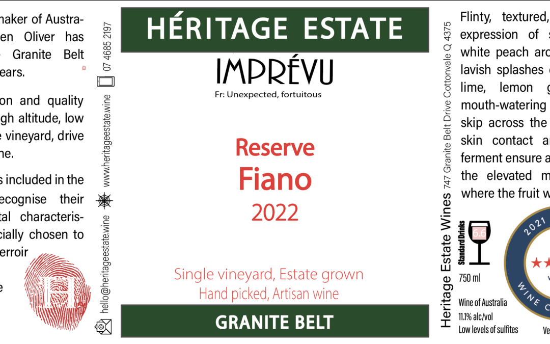 Fiano – Heritage Estate wins 94 Points WINESTATE 2023